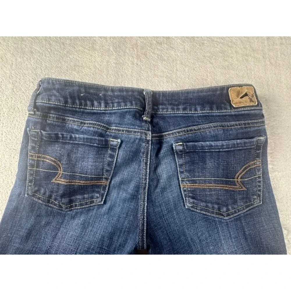 American Eagle Outfitters Jeans Womens 4 Short Flare Dark Wash Low Rise Stretch